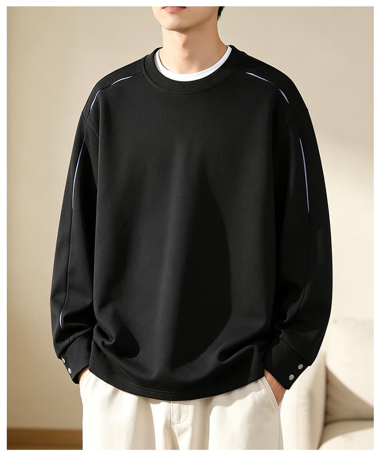 가을 겨울철 새로운 남성 후드티 후아 면 루즈핏 라운드 넥 단색 패션 트렌드 다용도 디자인 센스 소년 후드티 상세 이미지 19
