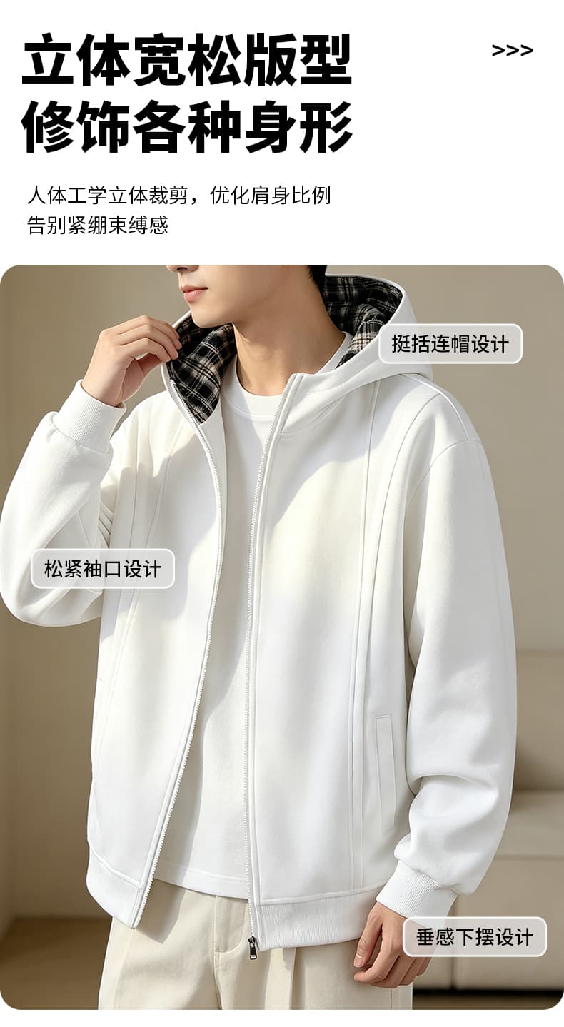 가을 겨울철 새로운 남성 후드티 공간 모자 배색 오픈 가디건 후드티 남자 패션 트렌드 다용도 후드 재킷 남자 상세 이미지 3
