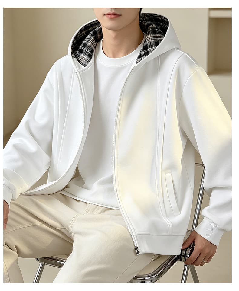 가을 겨울철 새로운 남성 후드티 공간 모자 배색 오픈 가디건 후드티 남자 패션 트렌드 다용도 후드 재킷 남자 상세 이미지 20