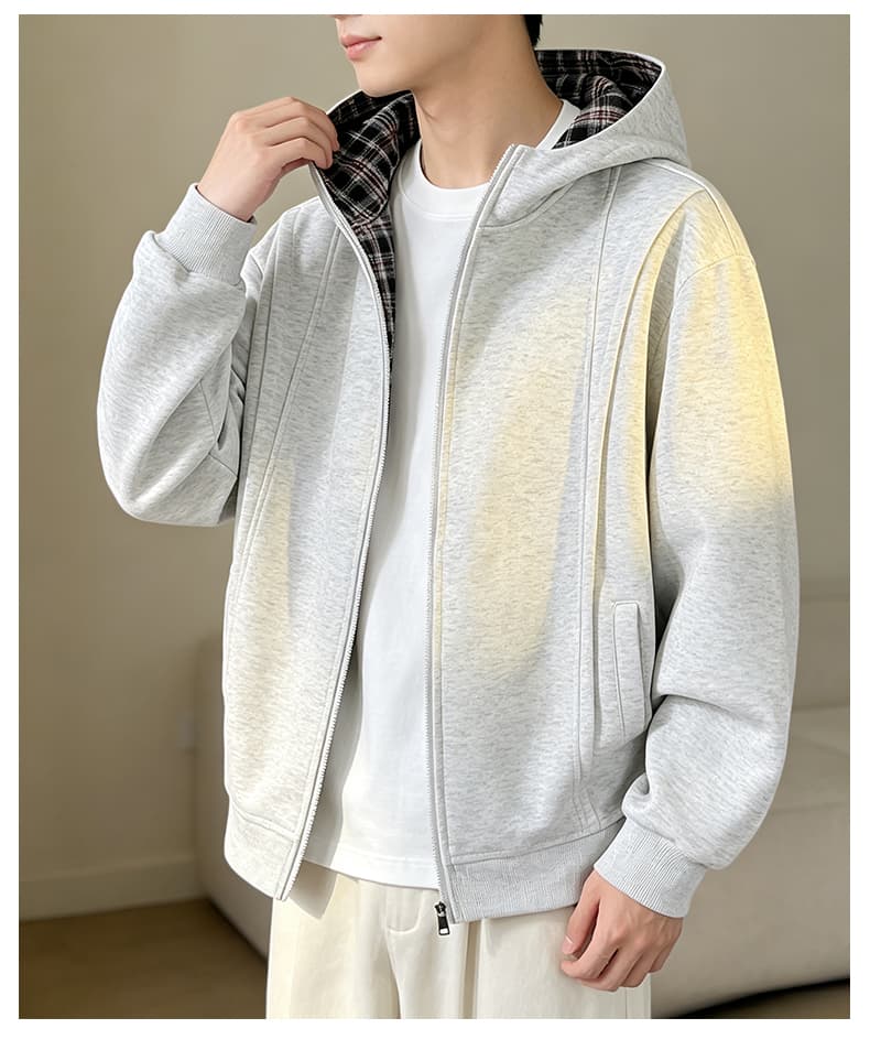 가을 겨울철 새로운 남성 후드티 공간 모자 배색 오픈 가디건 후드티 남자 패션 트렌드 다용도 후드 재킷 남자 상세 이미지 31