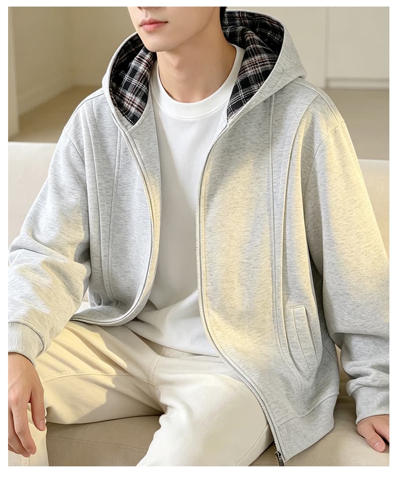 가을 겨울철 새로운 남성 후드티 공간 모자 배색 오픈 가디건 후드티 남자 패션 트렌드 다용도 후드 재킷 남자 상세 이미지 32