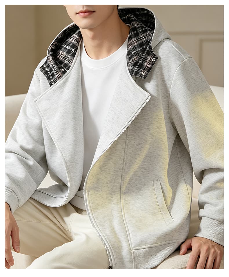 가을 겨울철 새로운 남성 후드티 후아 면 오픈 가디건 후드티 남자 배색 후드 재킷 패션 트렌드 다용도 재킷 상세 이미지 25