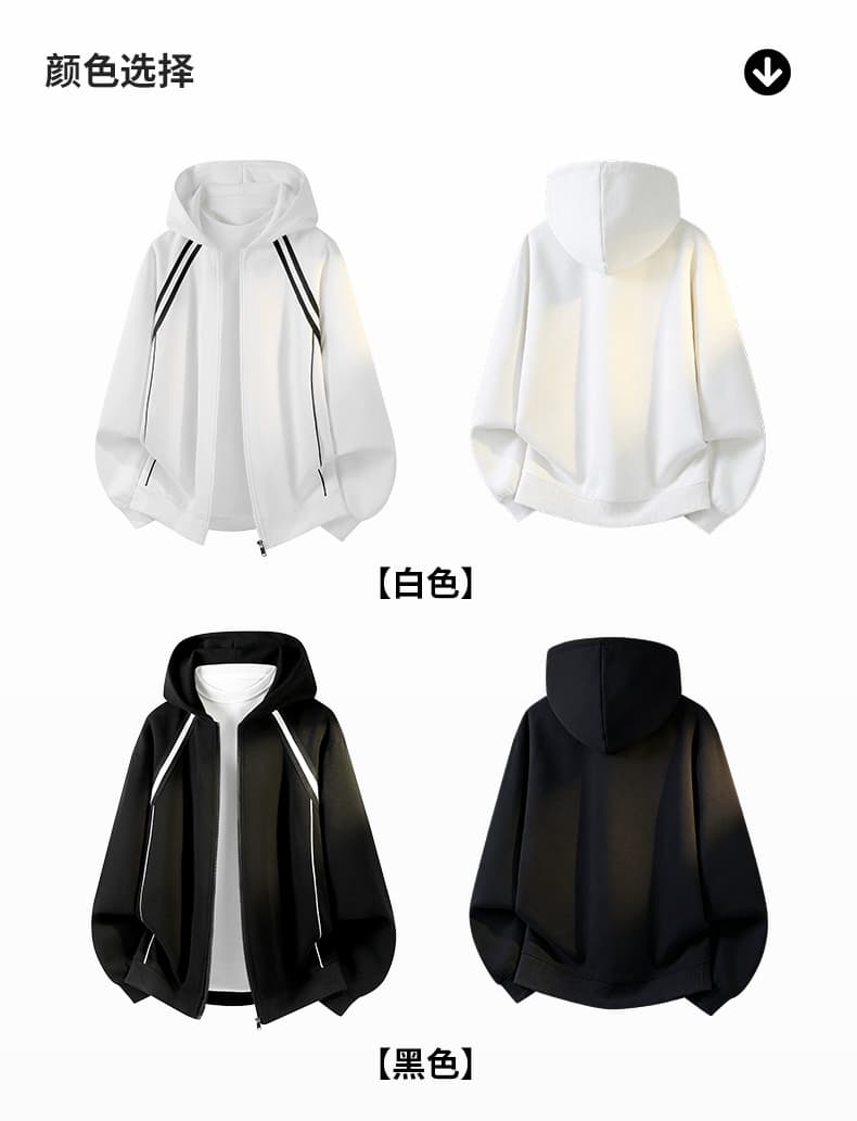 가을 겨울철 새로운 남성 후드티 후아 면 두 바 오픈 가디건 후드티 남자 배색 후드 재킷 남자 재킷 남자 상세 이미지 7
