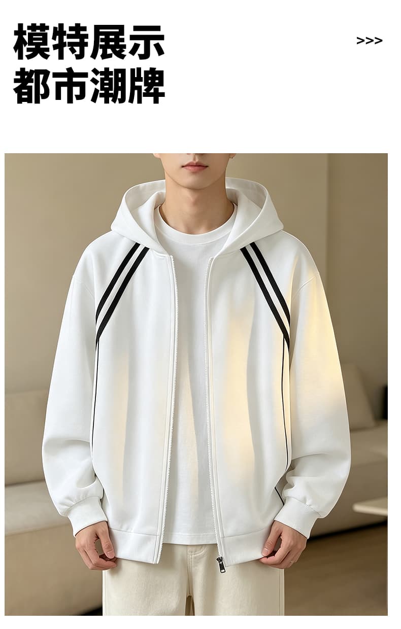 가을 겨울철 새로운 남성 후드티 후아 면 두 바 오픈 가디건 후드티 남자 배색 후드 재킷 남자 재킷 남자 상세 이미지 18