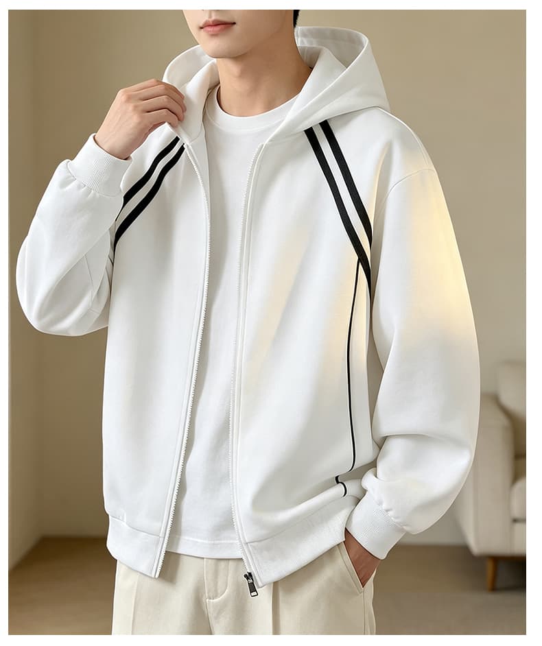가을 겨울철 새로운 남성 후드티 후아 면 두 바 오픈 가디건 후드티 남자 배색 후드 재킷 남자 재킷 남자 상세 이미지 19