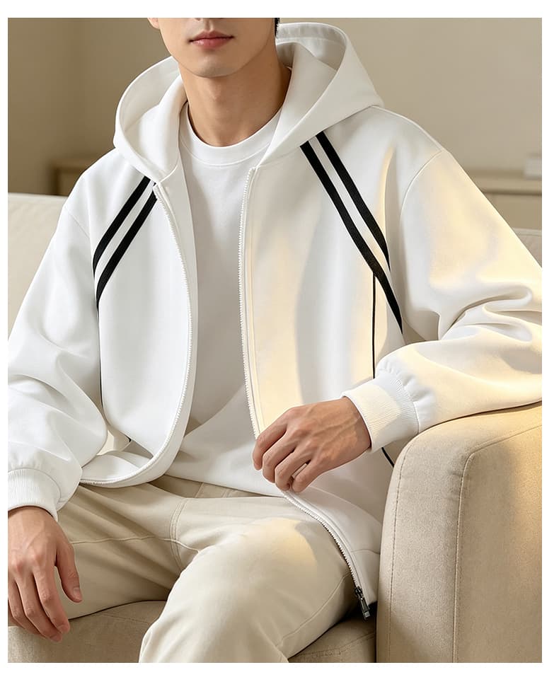 가을 겨울철 새로운 남성 후드티 후아 면 두 바 오픈 가디건 후드티 남자 배색 후드 재킷 남자 재킷 남자 상세 이미지 20