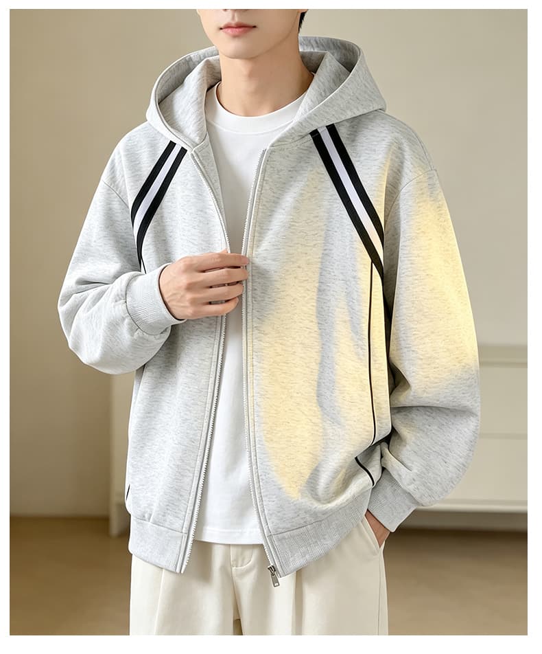 가을 겨울철 새로운 남성 후드티 후아 면 두 바 오픈 가디건 후드티 남자 배색 후드 재킷 남자 재킷 남자 상세 이미지 30