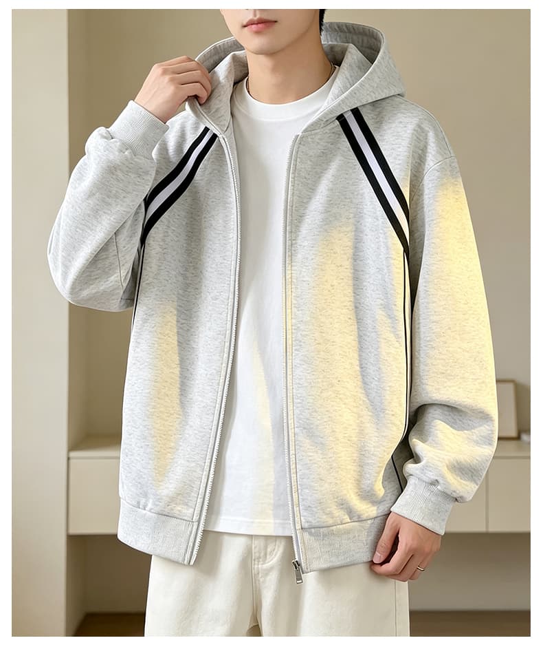 가을 겨울철 새로운 남성 후드티 후아 면 두 바 오픈 가디건 후드티 남자 배색 후드 재킷 남자 재킷 남자 상세 이미지 31