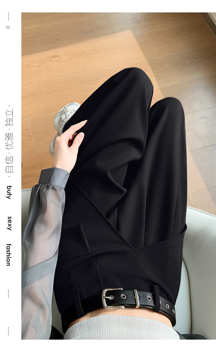 실사 페이크 레이어드 랩스커트팬츠 정장 와이드 레깅스 바지 2026 봄 새로운 하이웨이스트 슬림해 보이는 캐주얼 스트레이트 바닥 청소 바지 상세 이미지 53