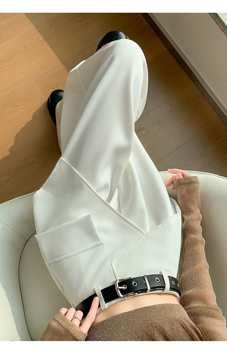 실사 페이크 레이어드 랩스커트팬츠 정장 와이드 레깅스 바지 2026 봄 새로운 하이웨이스트 슬림해 보이는 캐주얼 스트레이트 바닥 청소 바지 상세 이미지 71
