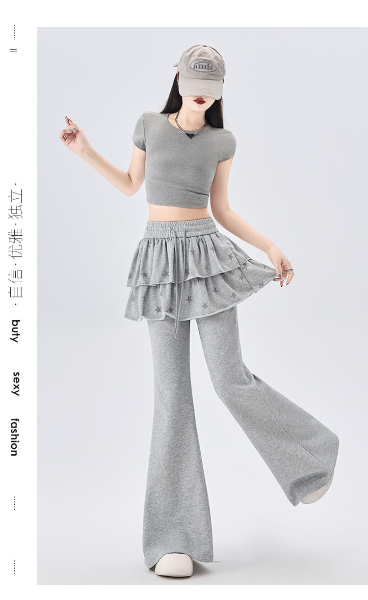 실사 한 부서 별 프릴 패치워크 와이드 레그 팬츠 2026 봄 여름 새로운 미니멀리즘 슬림해 보이는 캐주얼 부츠컷 바지 여성 상세 이미지 62