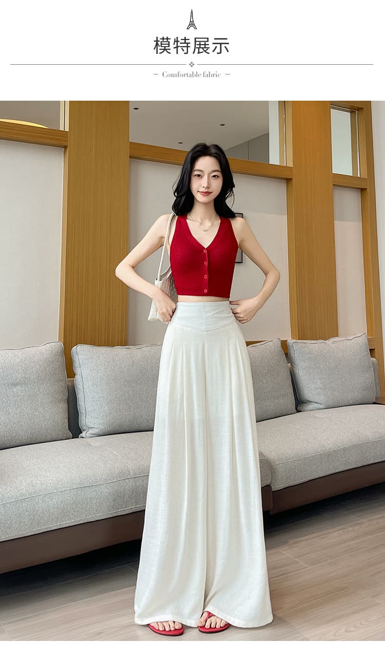 실사 면 린넨 얼음 실크 와이드 레깅스 바지 2026 여름 디자인 센스 하이웨이스트 슬림해 보이는 도루 센스 다용도 캐주얼 스트레이트 팬츠 상세 이미지 26