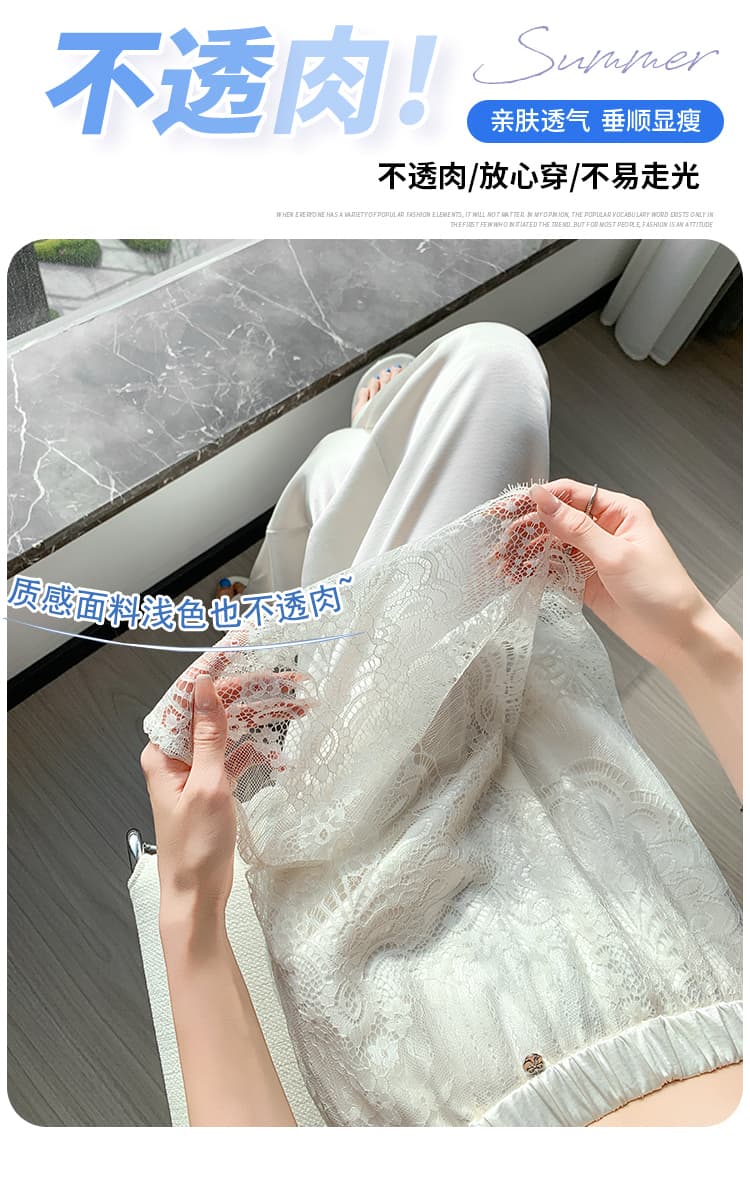 실사 아세트산 새틴 캐주얼 와이드 레깅스 바지 2026 레이스 랩스커트팬츠 하이웨이스트 도루 센스 스트레이트 루즈핏 바닥 청소 바지 상세 이미지 9