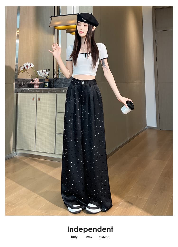실사 아세트산 새틴 캐주얼 와이드 레깅스 바지 2026 새로운 핫픽스 하이웨이스트 도루 센스 스트레이트 루즈핏 바닥 청소 바지 상세 이미지 34
