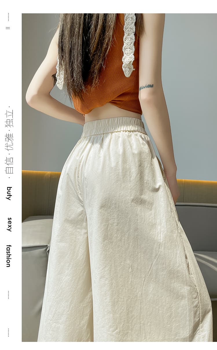 실사 워시 물 면 와이드 레깅스 바지 2026 여름 디자인 센스 자수 하이웨이스트 9 포인트 캐주얼 바지 루즈핏 하렘 바지 상세 이미지 30