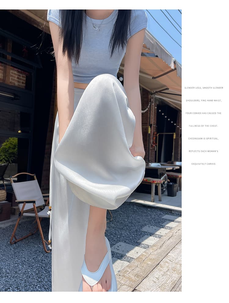실사 얼음 실크 아세트산 새틴 와이드 레깅스 바지 2026 여름 하이웨이스트 자외선 차단 캐주얼 스트레이트 바닥 청소 정장 바지 상세 이미지 25