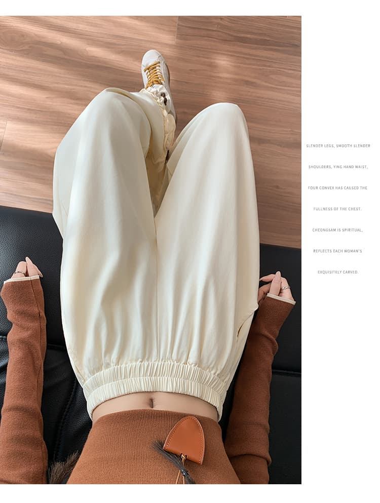센 부서 프릴 꽃 와이드 레깅스 바지 가을 레트로 허리밴드 도루 센스 루즈핏 스트레이트 캐주얼 바닥 청소 긴 바지 상세 이미지 40