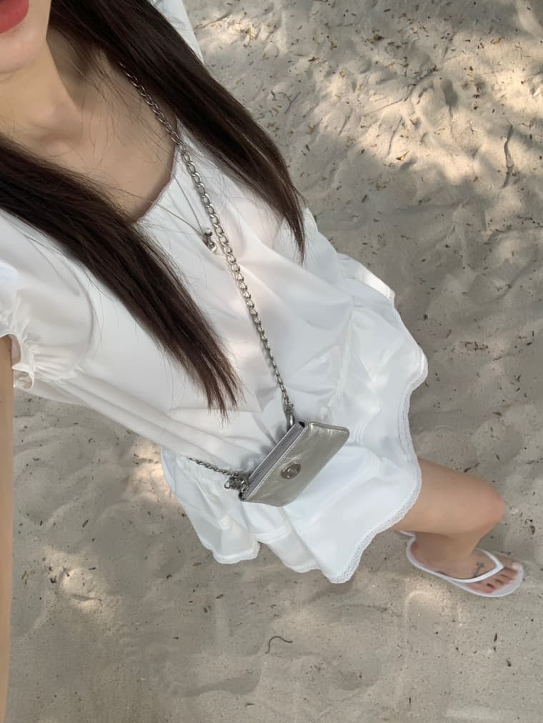 있음 밖으로 한국 스타일 다용도 레이스 패치워크 반팔 드레스 미니 스커트 상세 이미지 17
