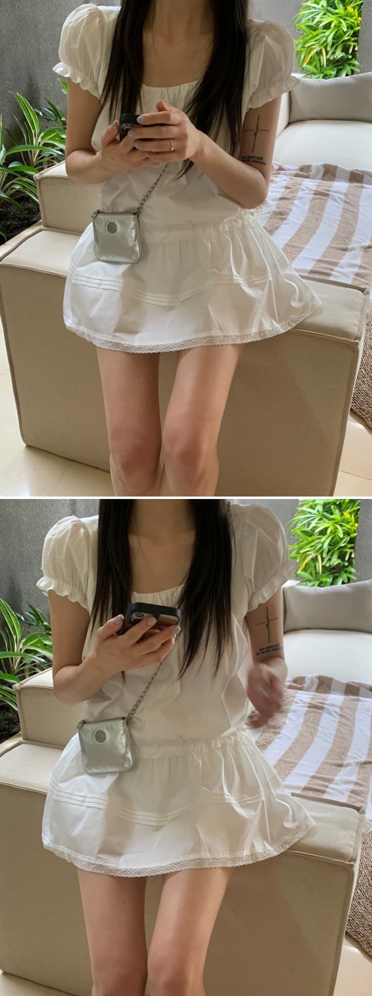 있음 밖으로 한국 스타일 다용도 레이스 패치워크 반팔 드레스 미니 스커트 상세 이미지 40