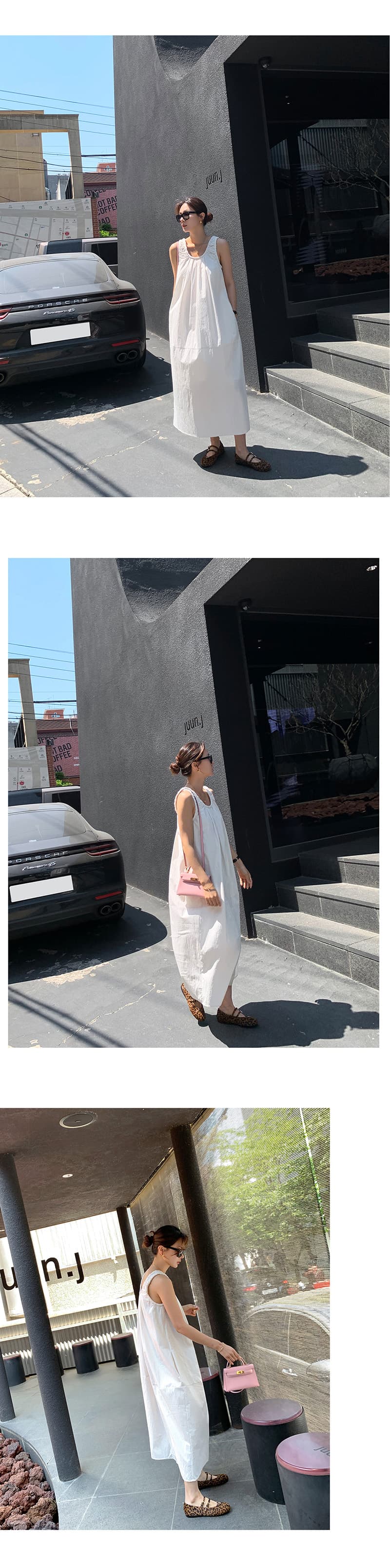 있음 밖으로 u 칼라 조끼 스커트 여성 주름 민소매 롱 코트 루즈핏 슬림해 보이는 다용도 한국 스타일 휴가 바람 드레스 롱 스커트 상세 이미지 3