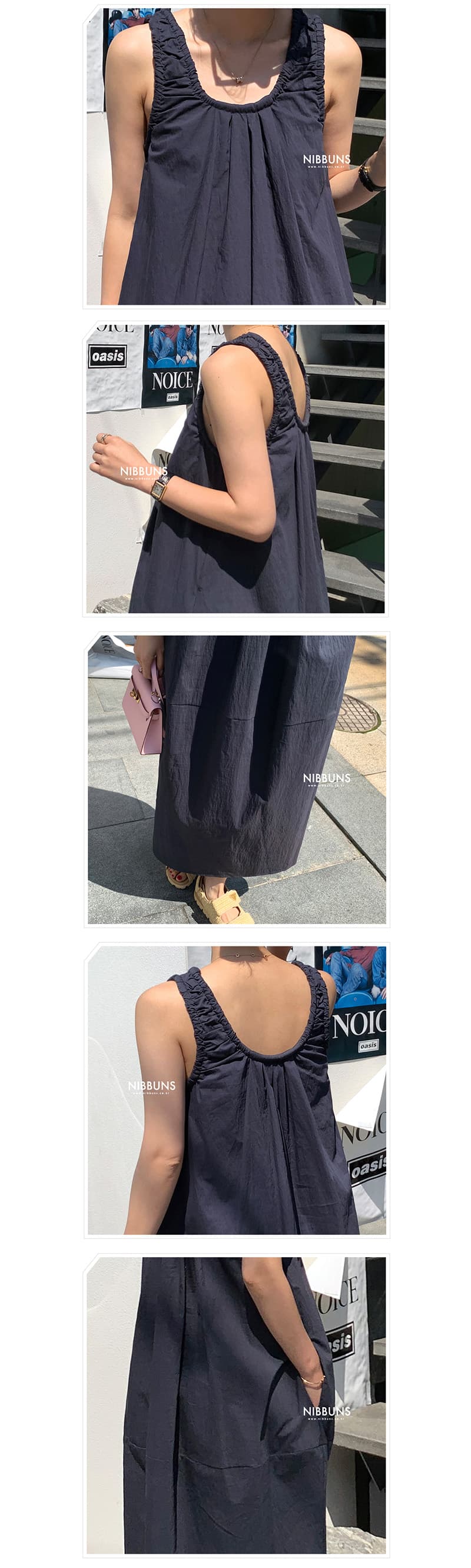 있음 밖으로 u 칼라 조끼 스커트 여성 주름 민소매 롱 코트 루즈핏 슬림해 보이는 다용도 한국 스타일 휴가 바람 드레스 롱 스커트 상세 이미지 12