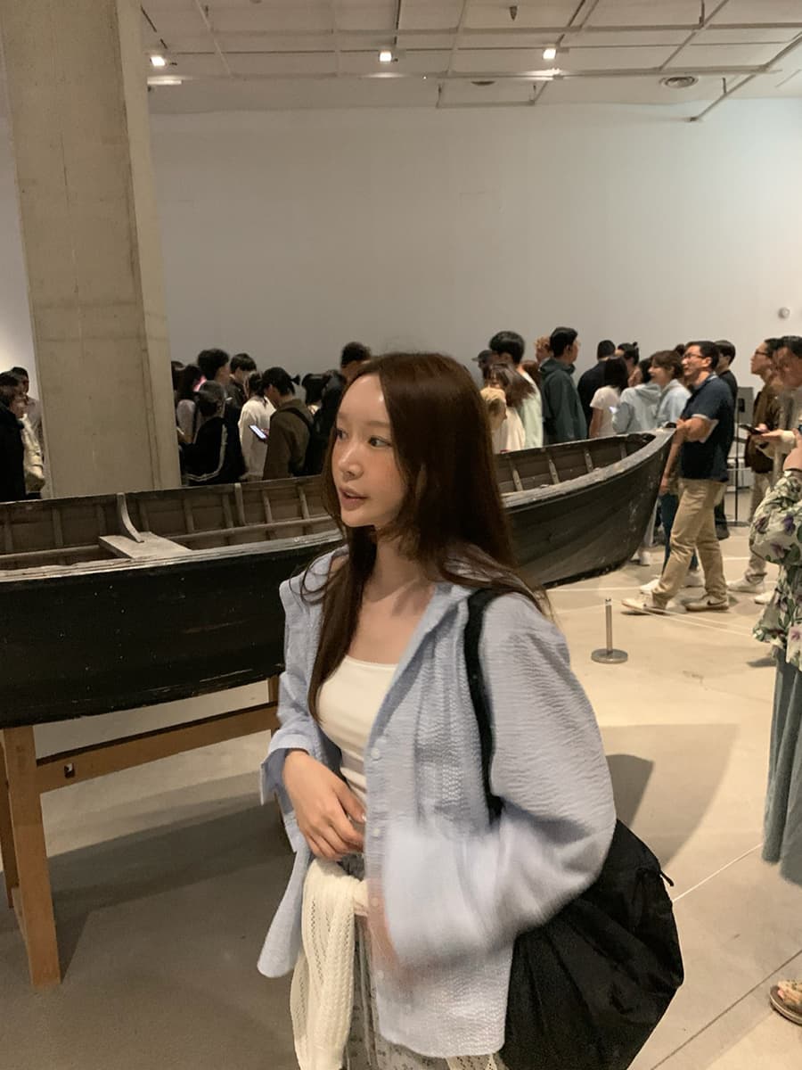 있음 밖으로 한국 스타일 레트로 체크무늬 배색 루즈핏 캐주얼 편안함 통기성 후드 자외선 차단 셔츠 상세 이미지 30