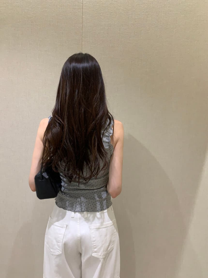 있음 밖으로 한국 스타일 밴딩 주름 V넥 민소매 조끼 슬립 상세 이미지 10