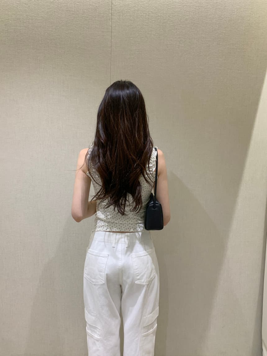 있음 밖으로 한국 스타일 밴딩 주름 V넥 민소매 조끼 슬립 상세 이미지 21