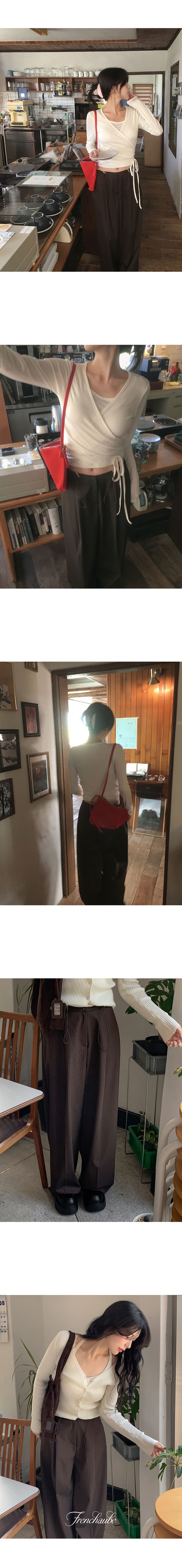 한국 스타일 품격 패션 다용도 느슨함 센스 펌프 로프 스트라이프 슬림해 보이는 캐주얼 바지 와이드 레그 팬츠 바닥 청소 바지 상세 이미지 17