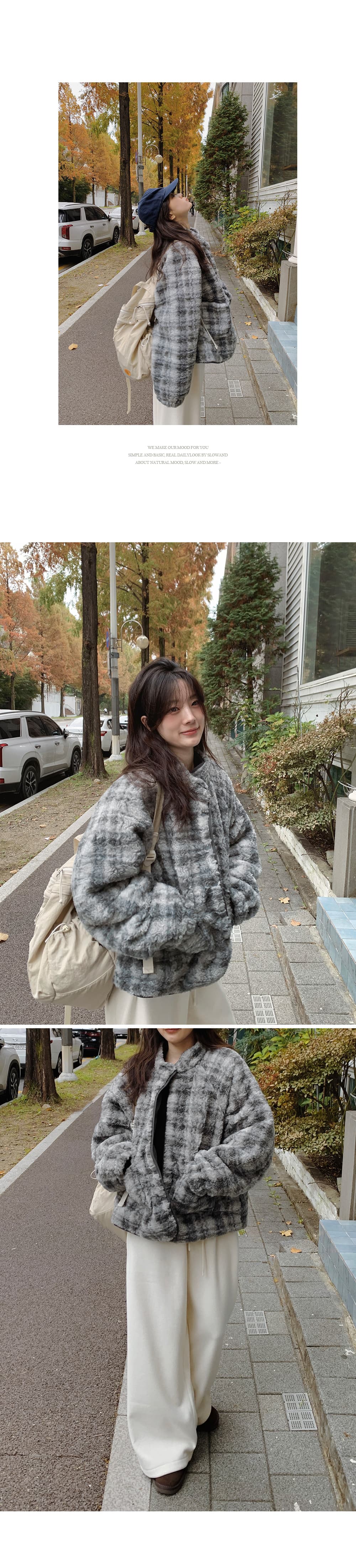 있음 밖으로 정가 한국 스타일 레트로 패턴 양털 양성 및 음성 양면 착용 양털 플리스 재킷 여성 상세 이미지 20