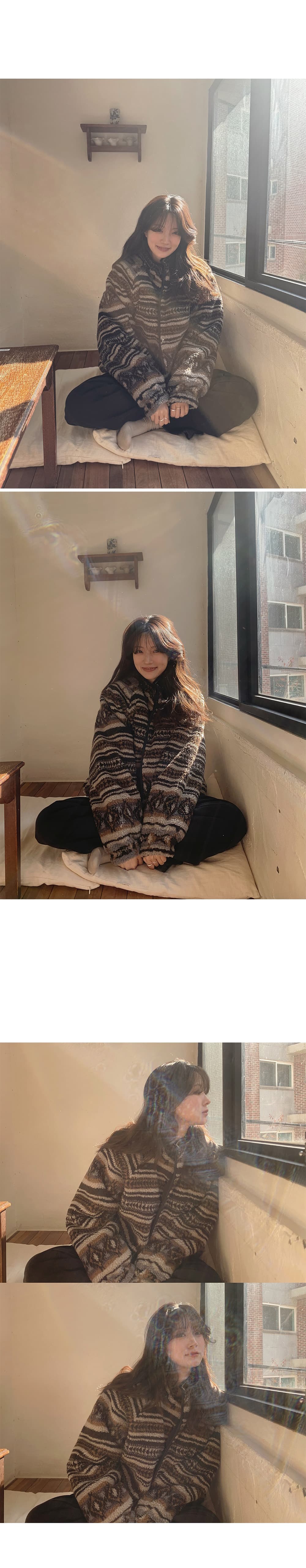 있음 밖으로 정가 한국 스타일 레트로 패턴 양털 양성 및 음성 양면 착용 양털 플리스 재킷 여성 상세 이미지 37