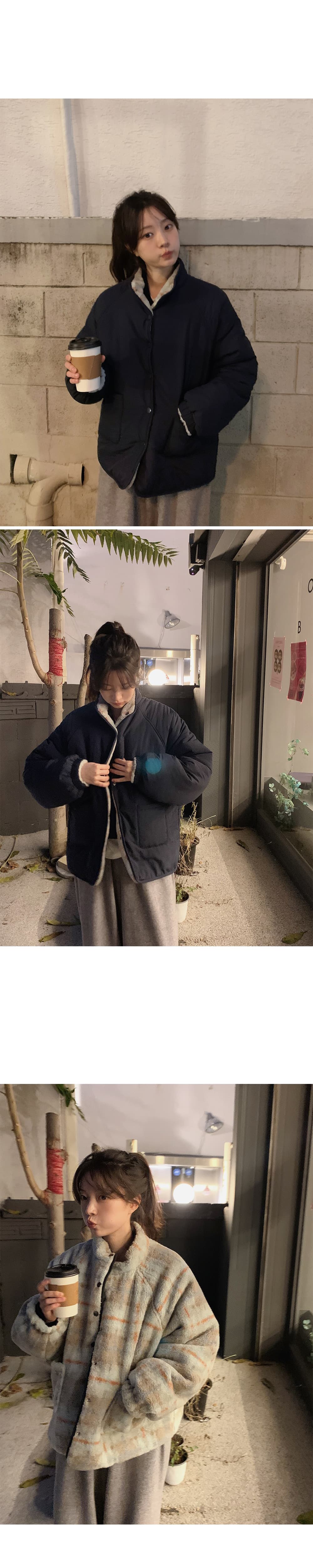 있음 밖으로 정가 한국 스타일 레트로 패턴 양털 양성 및 음성 양면 착용 양털 플리스 재킷 여성 상세 이미지 43