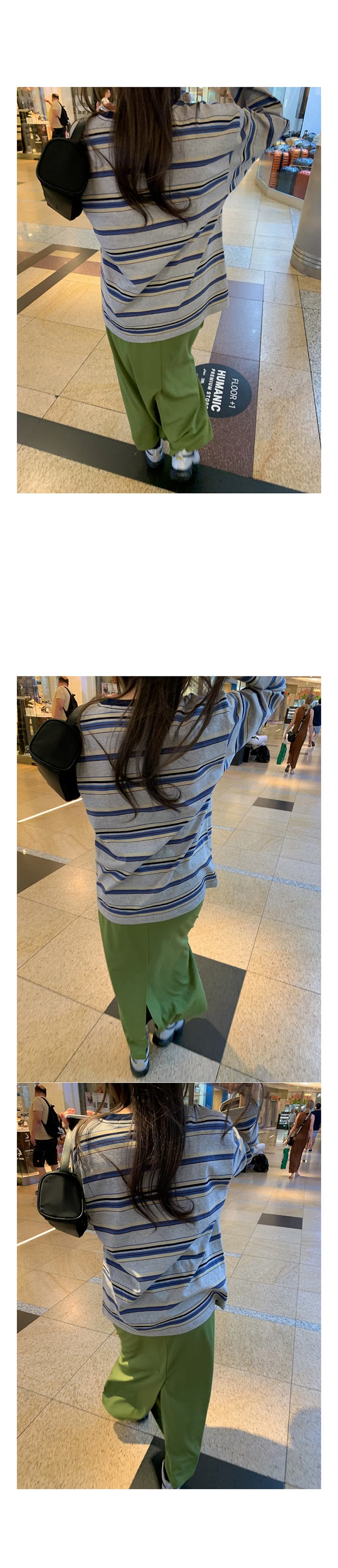 있음 밖으로 한국 스타일 느긋한 바람 알파벳 자수 연령 감소 긴팔 스트라이프 루즈핏 캐주얼 티셔츠 여성 상세 이미지 39