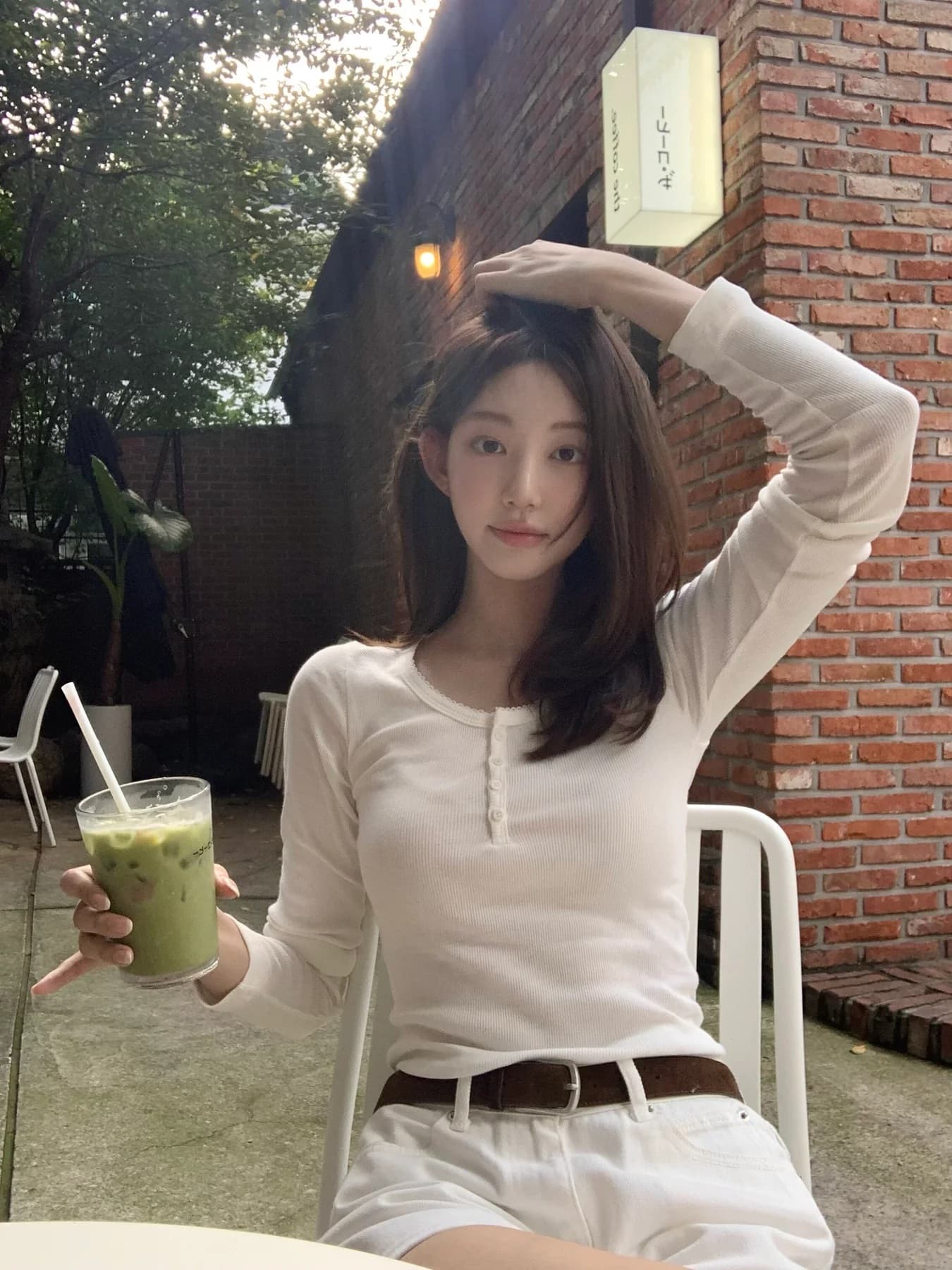 있음 밖으로 한국 스타일 다용도 반 개방 칼라 중국 북부 긴팔 티셔츠 여성 기초 디자인 센스 몸매 가꾸기 만나는 맨위 상세 이미지 15
