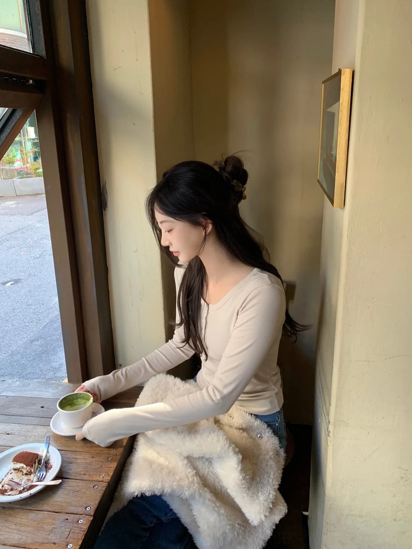 있음 밖으로 한국 스타일 다용도 반 개방 칼라 중국 북부 긴팔 티셔츠 여성 기초 디자인 센스 몸매 가꾸기 만나는 맨위 상세 이미지 81