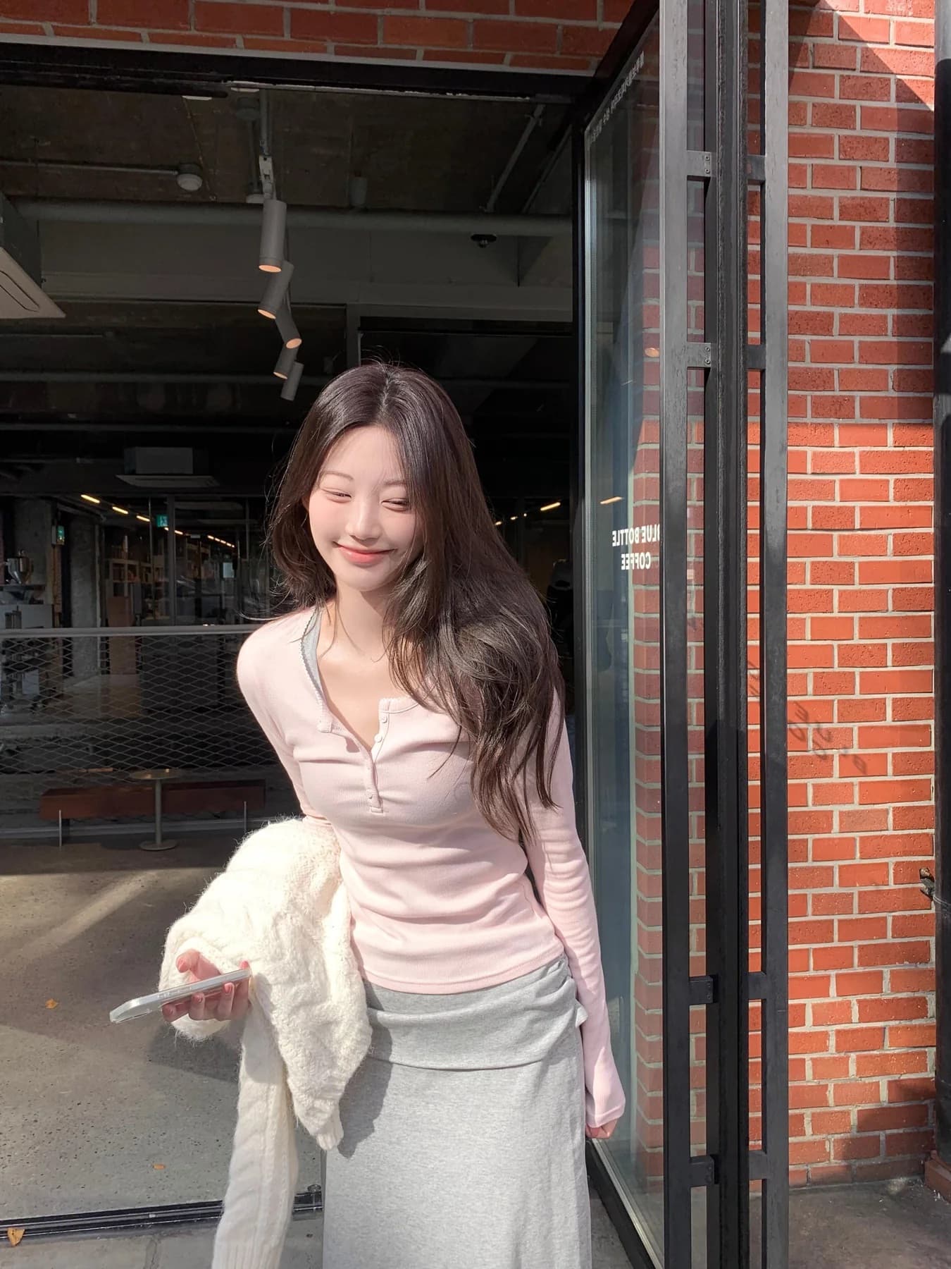 있음 밖으로 한국 스타일 다용도 반 개방 칼라 중국 북부 긴팔 티셔츠 여성 기초 디자인 센스 몸매 가꾸기 만나는 맨위 상세 이미지 100