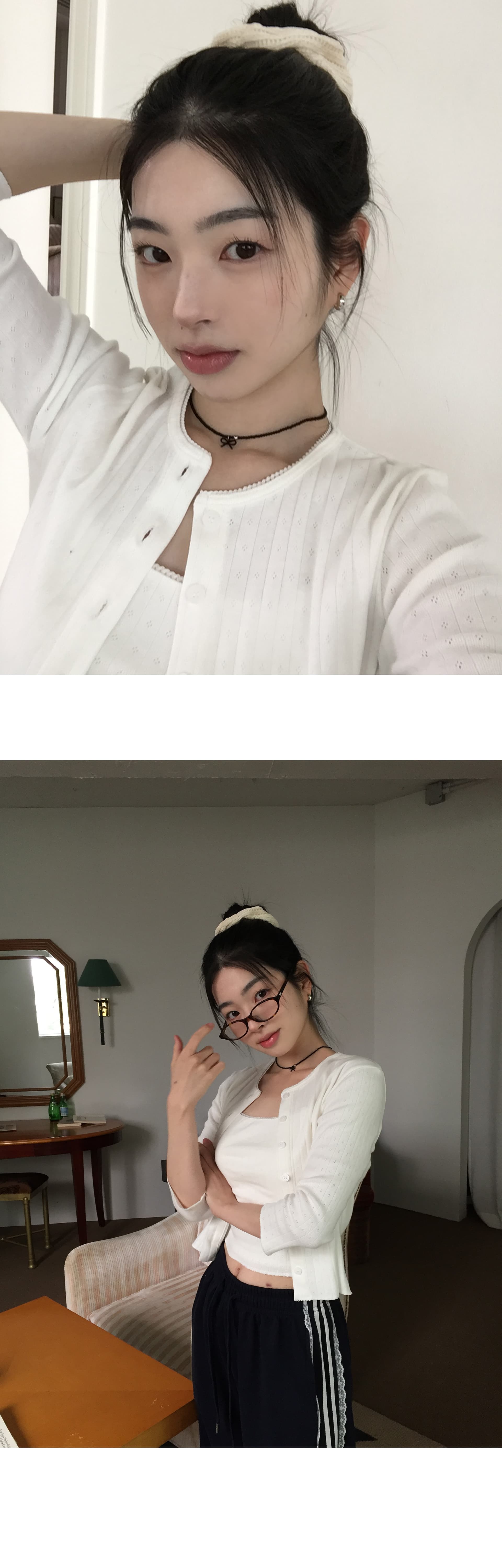 있음 밖으로 한국 스타일 다용도 슬림해 보이는 허리밴드 레이스 레이스 패치워크 캐주얼 바지 웨이 바지 긴 바지 상세 이미지 3