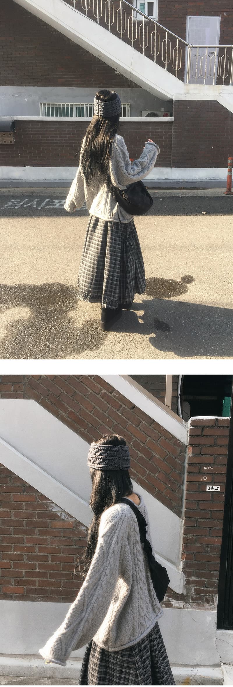 있음 선적 한국 스타일 체크무늬 펌프 로프 반신 스커트 여성 상세 이미지 5