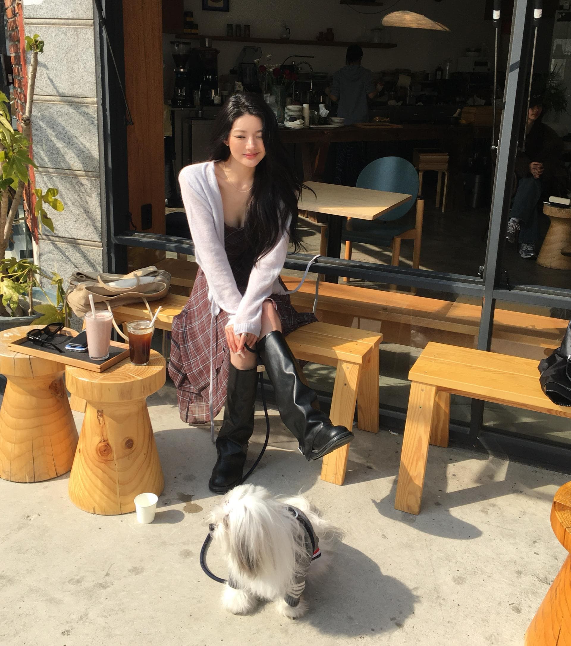있음 선적 한국 스타일 다용도 체크무늬 불규칙 슬립 드레스 여성 상세 이미지 9