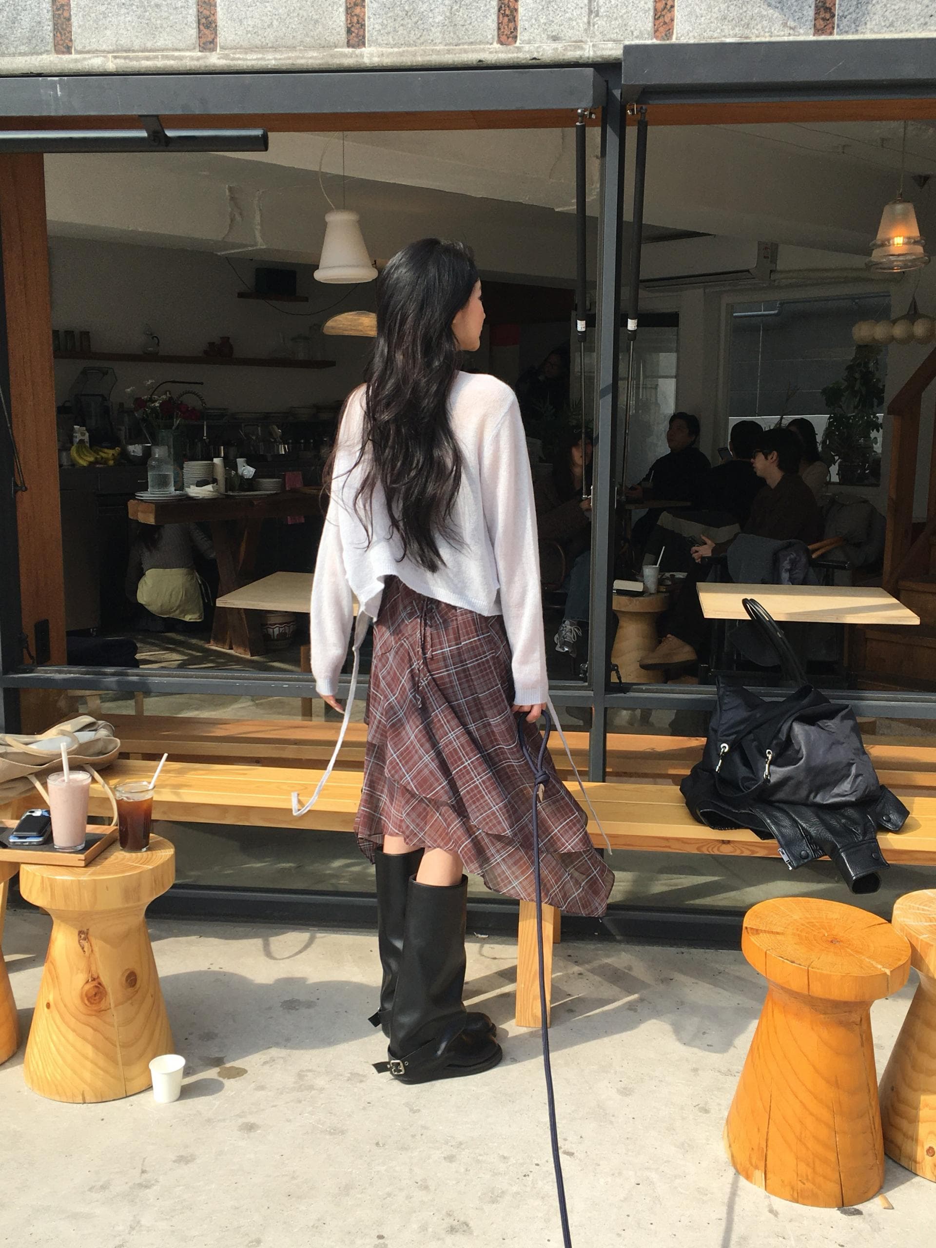 있음 선적 한국 스타일 다용도 체크무늬 불규칙 슬립 드레스 여성 상세 이미지 13
