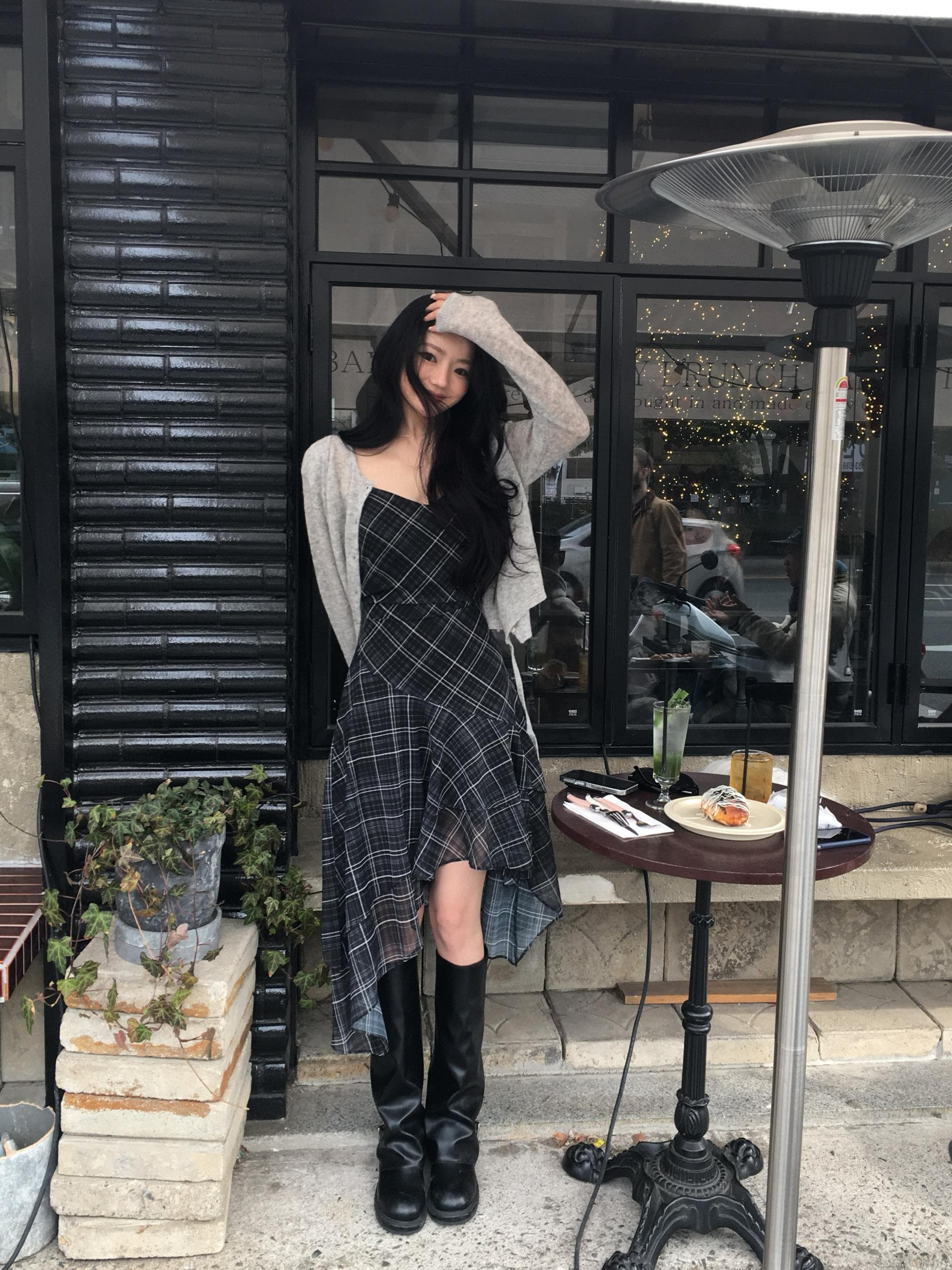 있음 선적 한국 스타일 다용도 체크무늬 불규칙 슬립 드레스 여성 상세 이미지 29