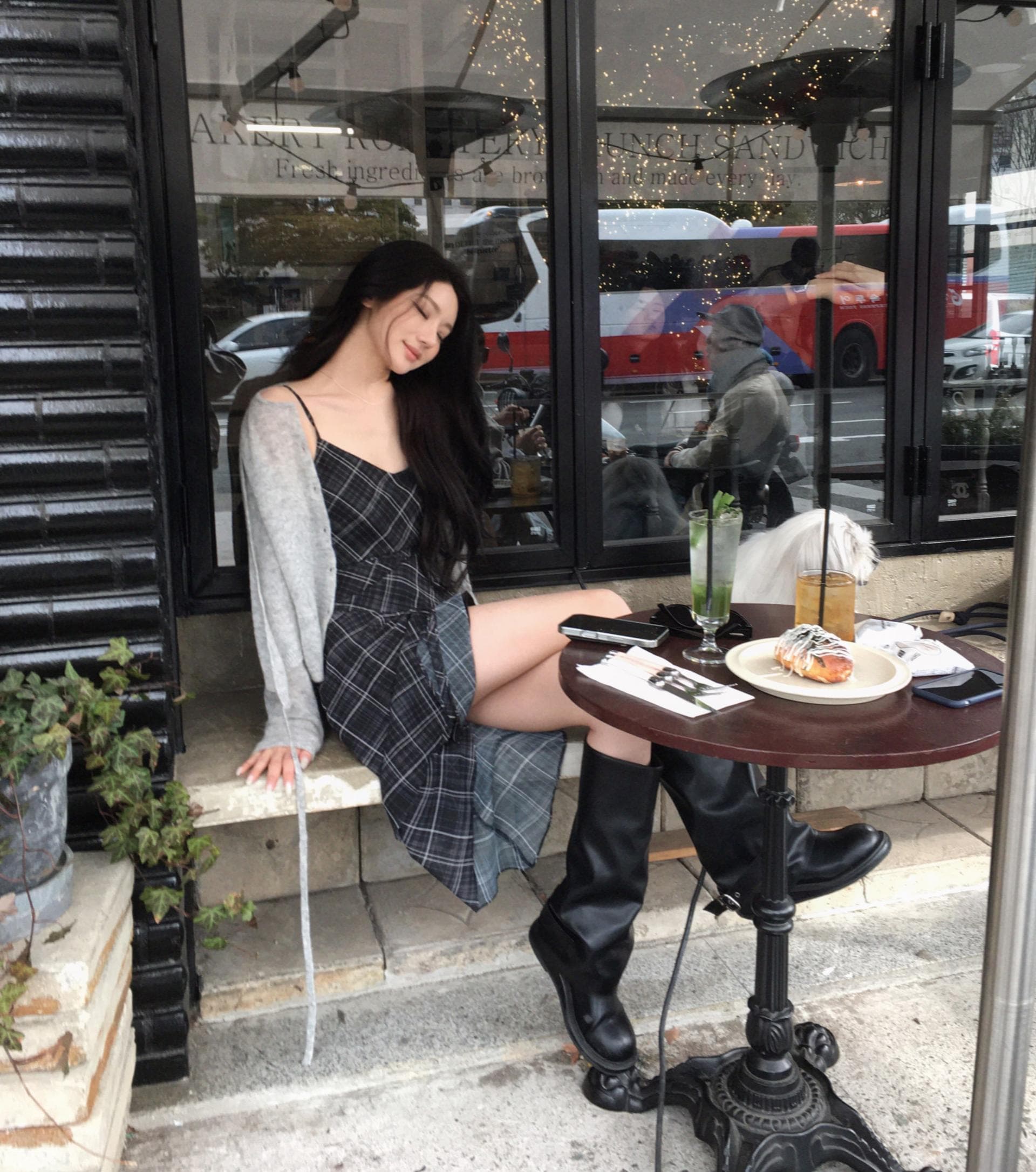 있음 선적 한국 스타일 다용도 체크무늬 불규칙 슬립 드레스 여성 상세 이미지 32