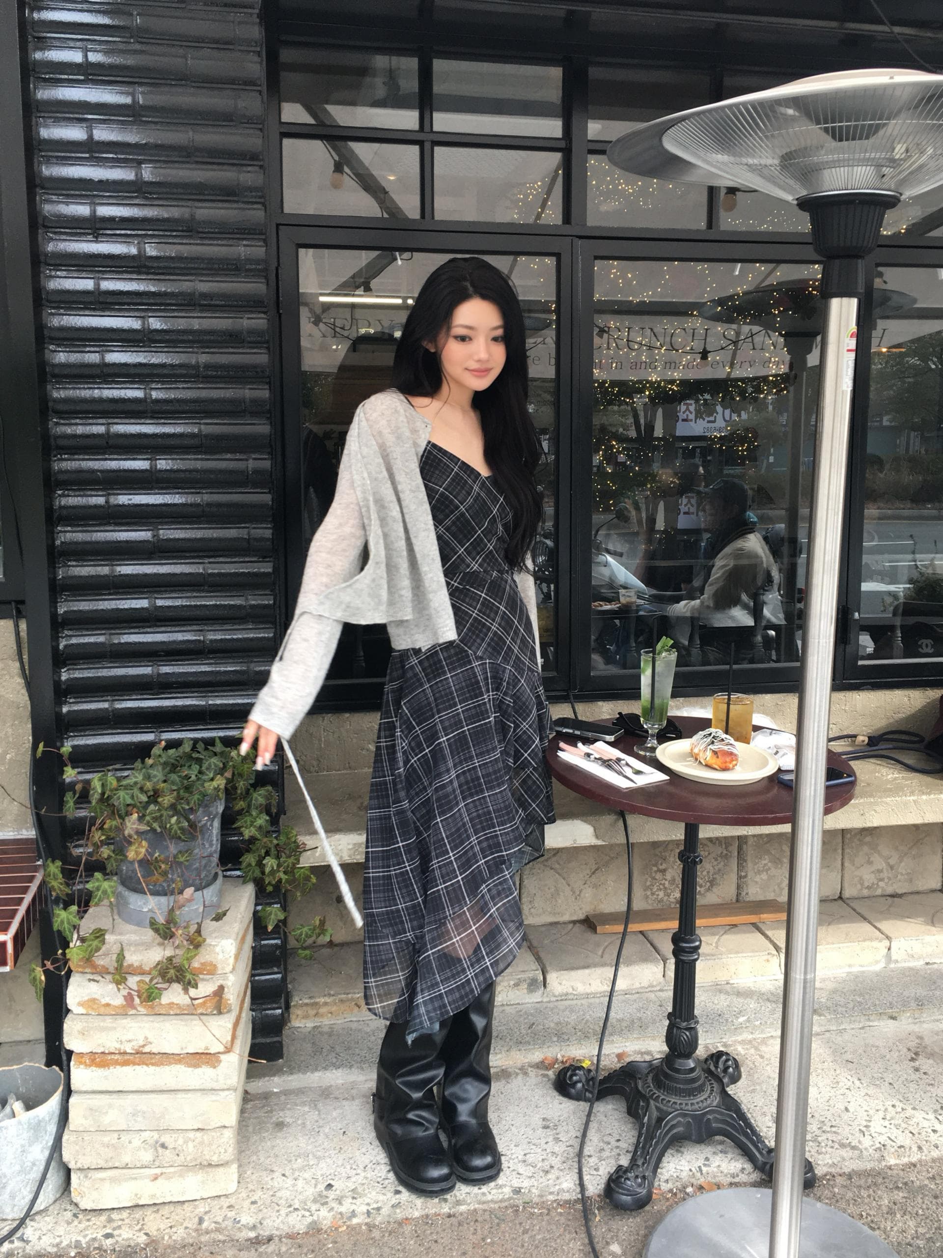 있음 선적 한국 스타일 다용도 체크무늬 불규칙 슬립 드레스 여성 상세 이미지 37