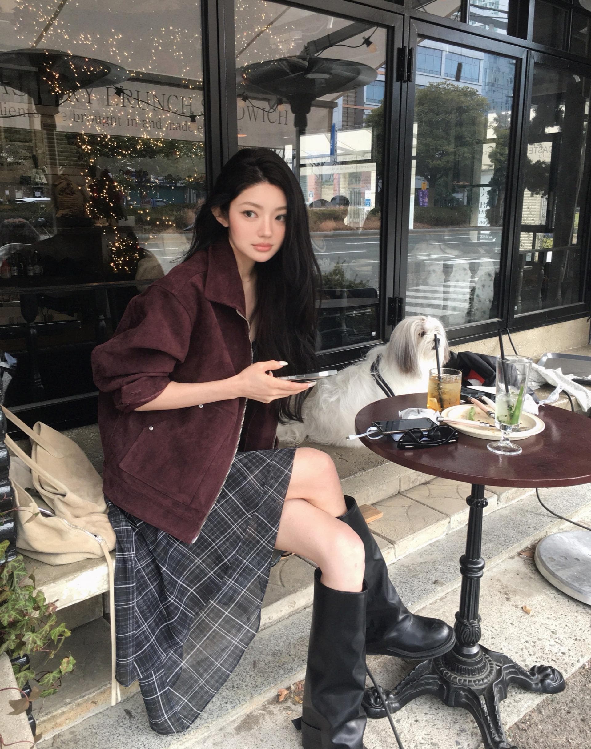 있음 선적 한국 스타일 다용도 체크무늬 불규칙 슬립 드레스 여성 상세 이미지 42