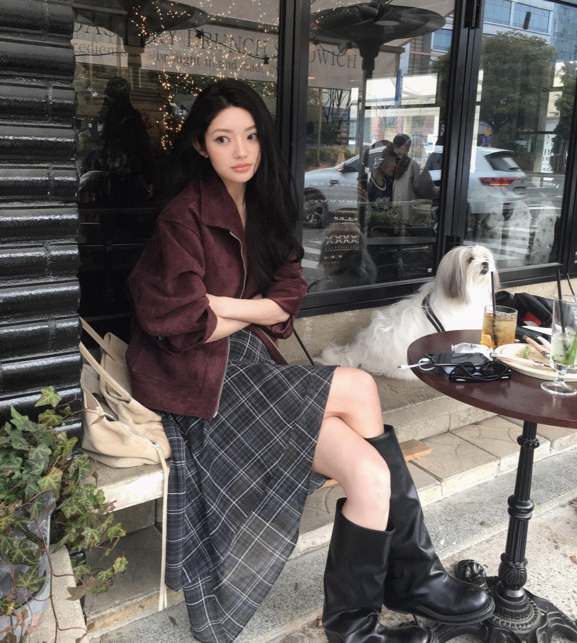 있음 선적 한국 스타일 다용도 체크무늬 불규칙 슬립 드레스 여성 상세 이미지 45