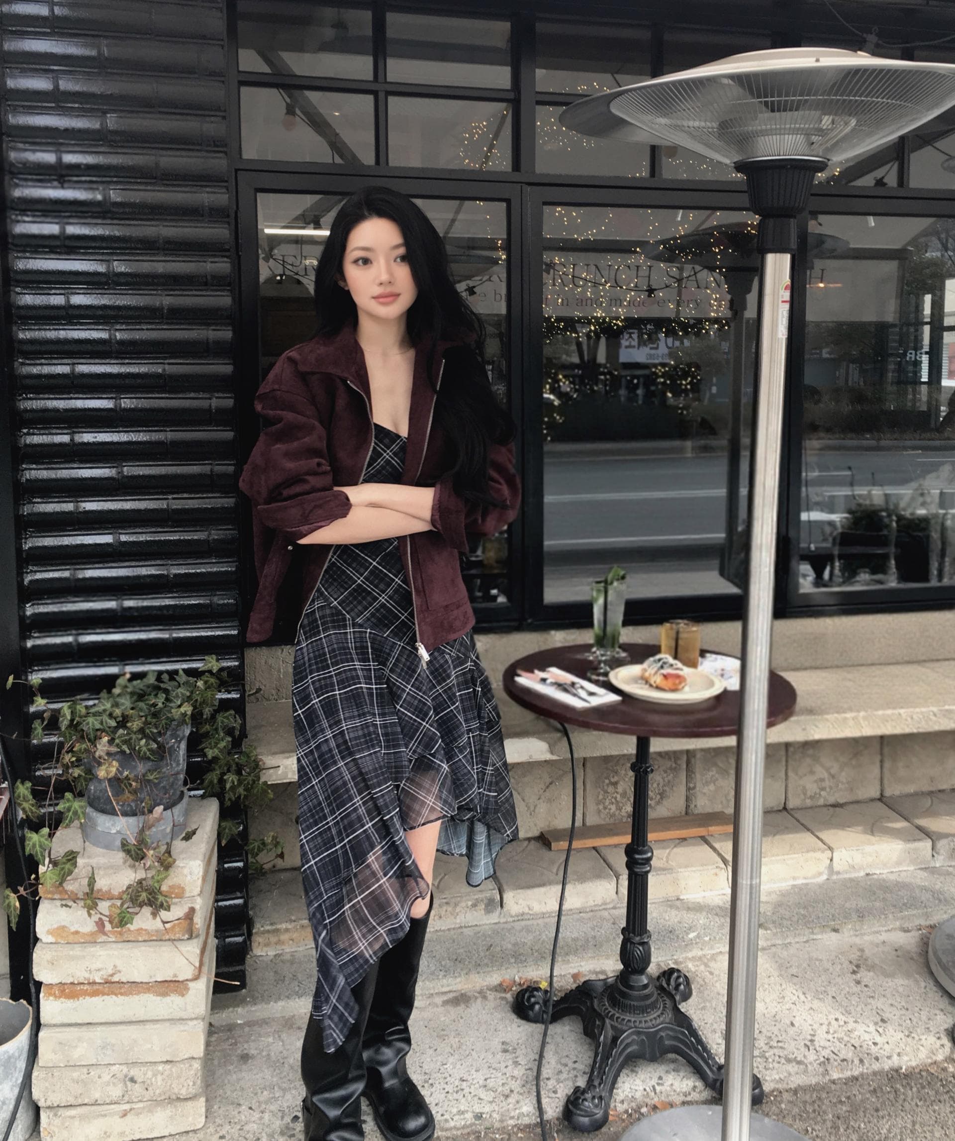 있음 선적 한국 스타일 다용도 체크무늬 불규칙 슬립 드레스 여성 상세 이미지 46