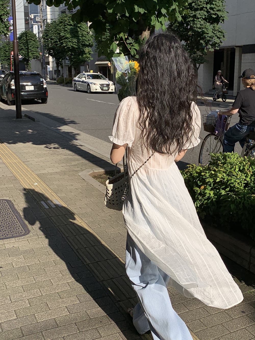 있음 밖으로 한국 스타일 소녀 센스 레이스 레이스 V넥 드레스 느긋한 바람 휴가 스택 착용 롱 스커트 이미지 4