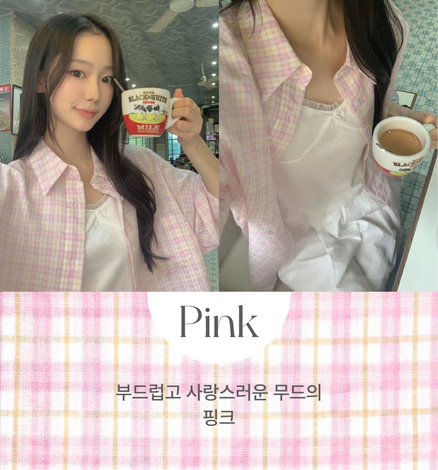있음 선적 한 부서 작은 청신 배색 체크무늬 폴로 칼라 얇은 스타일 자외선 차단 셔츠 POLO 칼라 긴팔 셔츠 상세 이미지 1