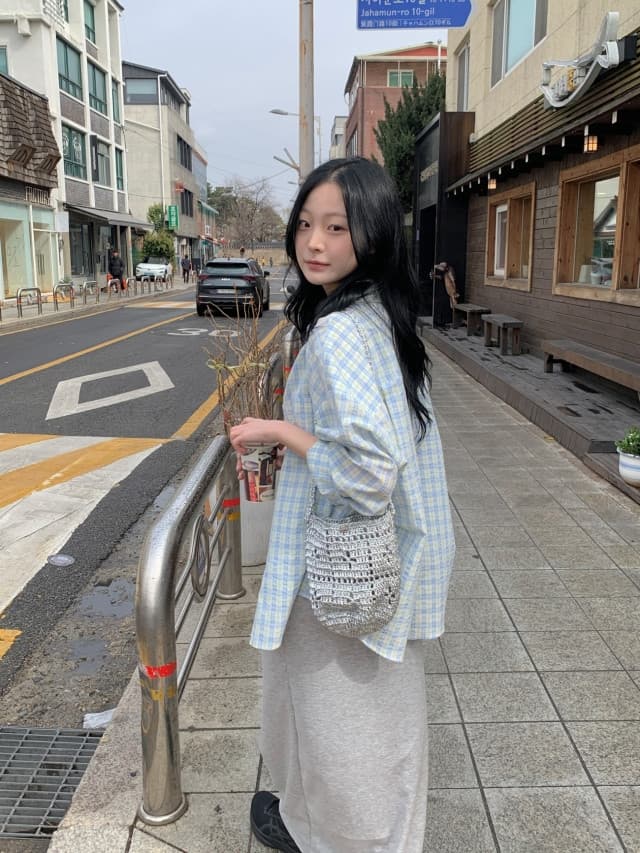 있음 선적 한 부서 작은 청신 배색 체크무늬 폴로 칼라 얇은 스타일 자외선 차단 셔츠 POLO 칼라 긴팔 셔츠 상세 이미지 23