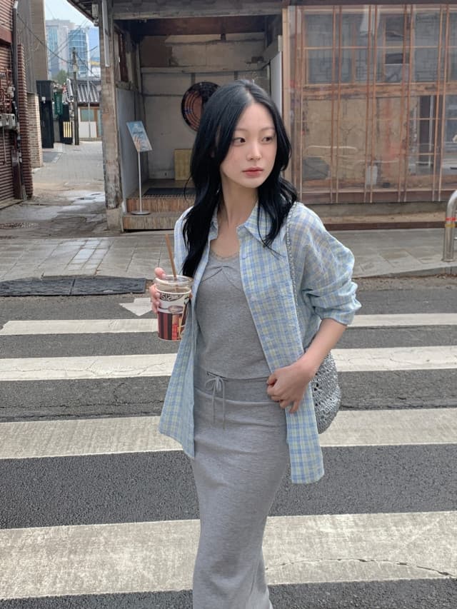 있음 선적 한 부서 작은 청신 배색 체크무늬 폴로 칼라 얇은 스타일 자외선 차단 셔츠 POLO 칼라 긴팔 셔츠 상세 이미지 26